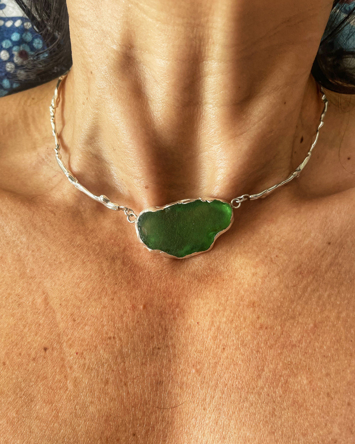 Anafi green sea glass choker