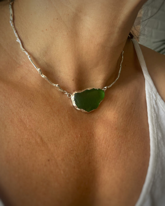Anafi green sea glass choker