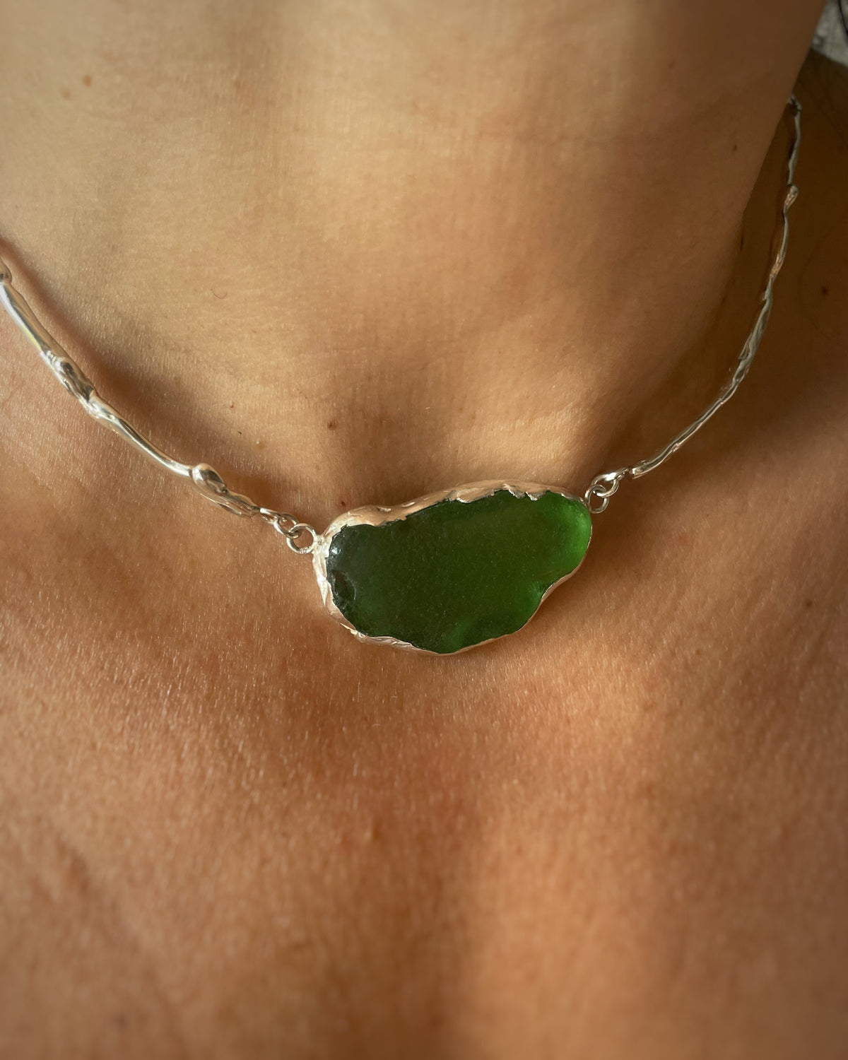 Anafi green sea glass choker