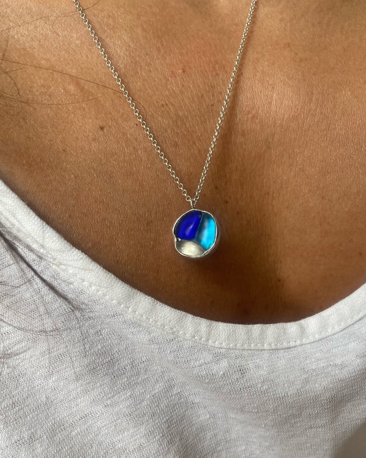 Triple sea glass pendant