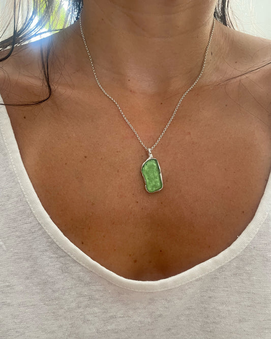 Anafi green sea glass pendant