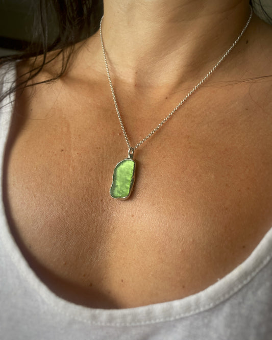 Anafi green sea glass pendant
