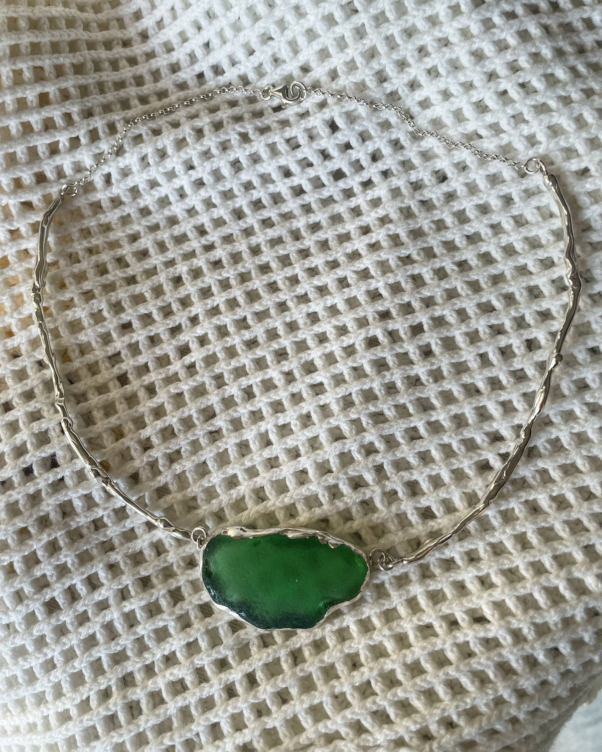 Anafi green sea glass choker
