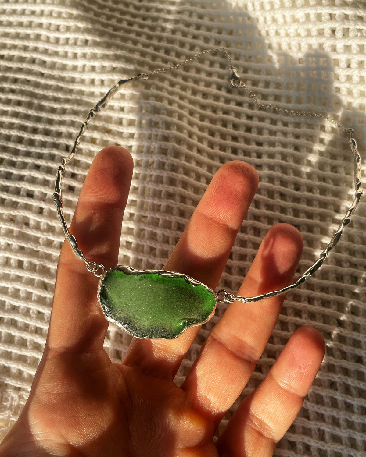 Anafi green sea glass choker