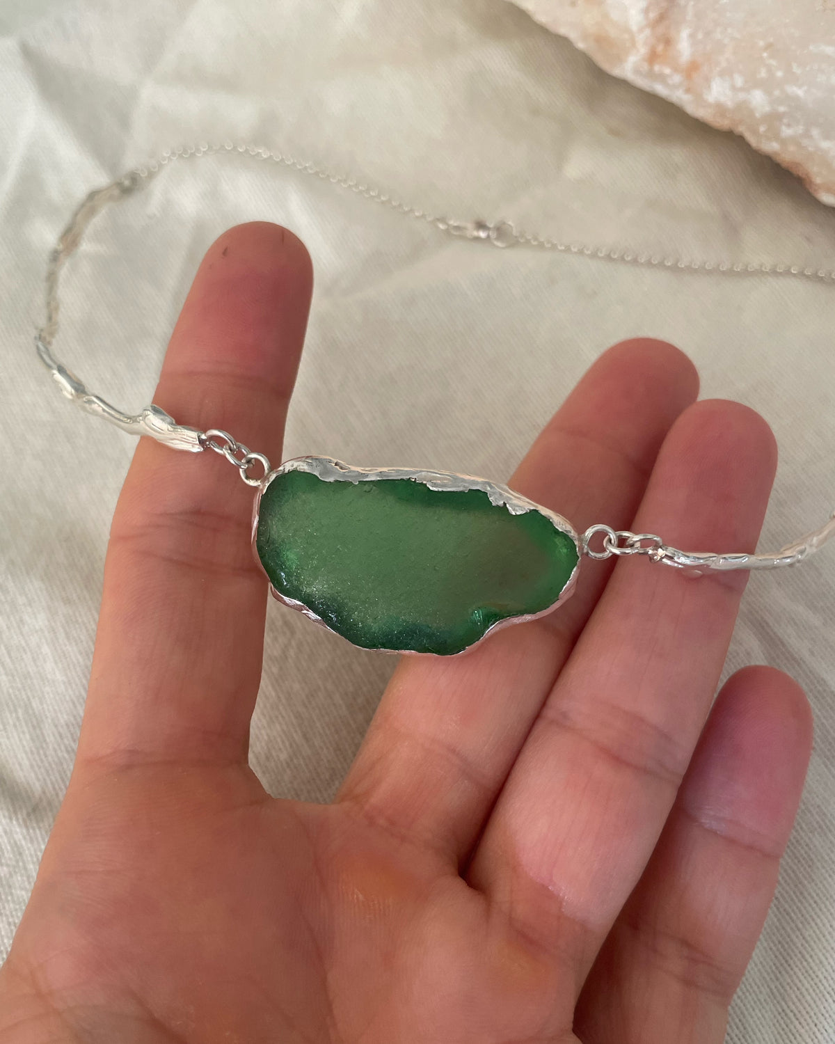 Anafi green sea glass choker