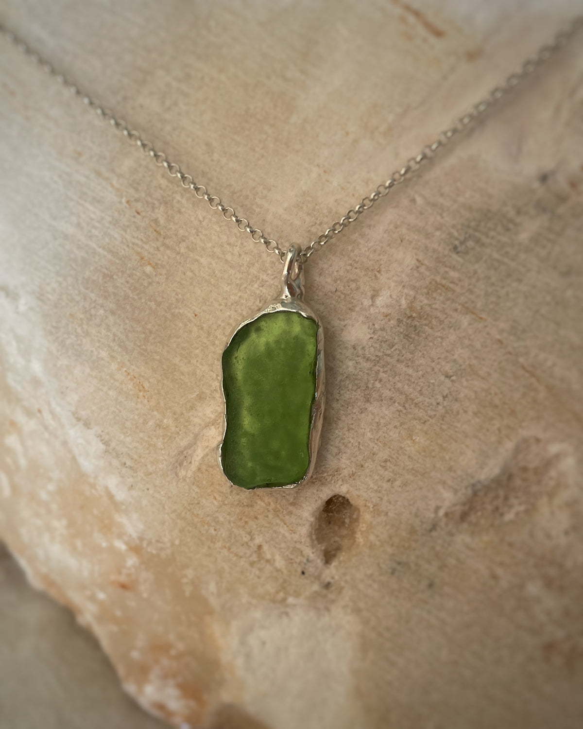 Anafi green sea glass pendant
