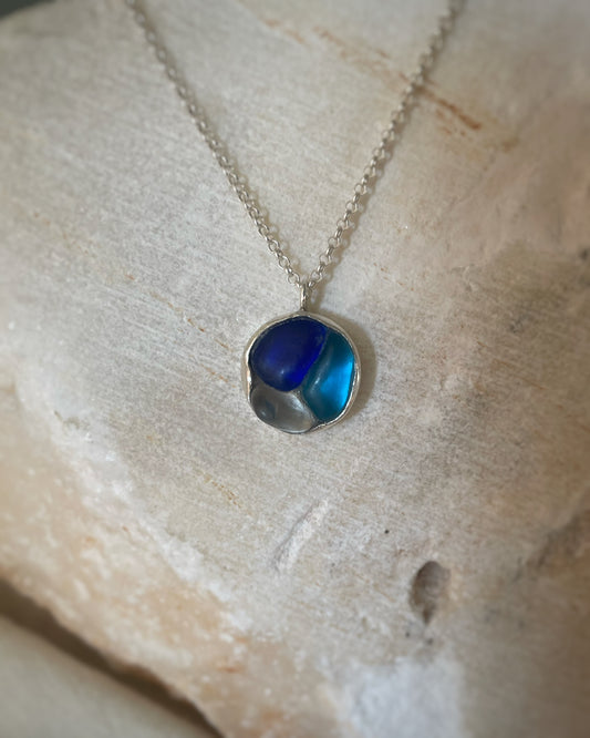 Triple sea glass pendant