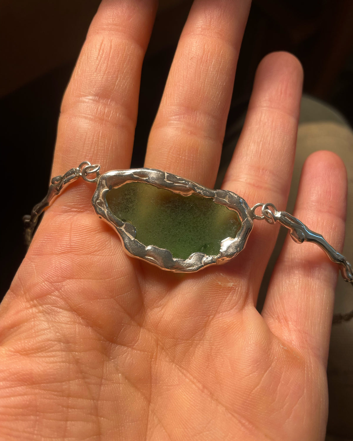 Anafi green sea glass choker