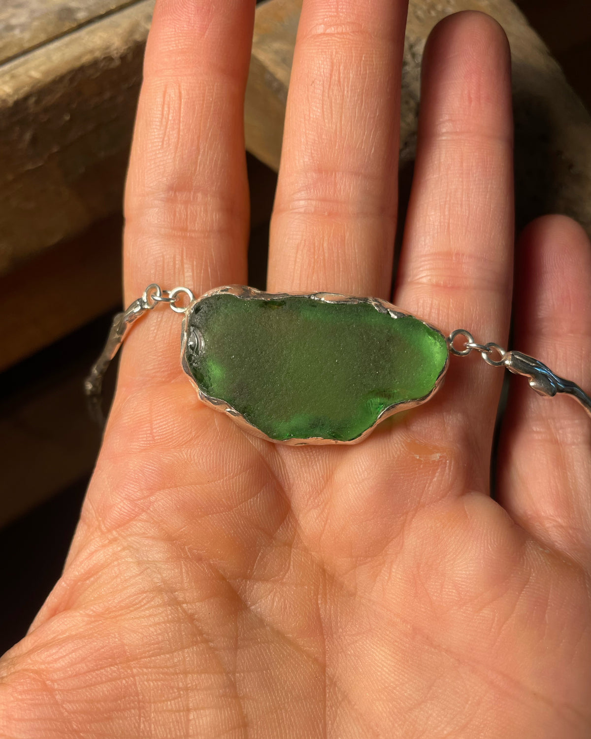 Anafi green sea glass choker
