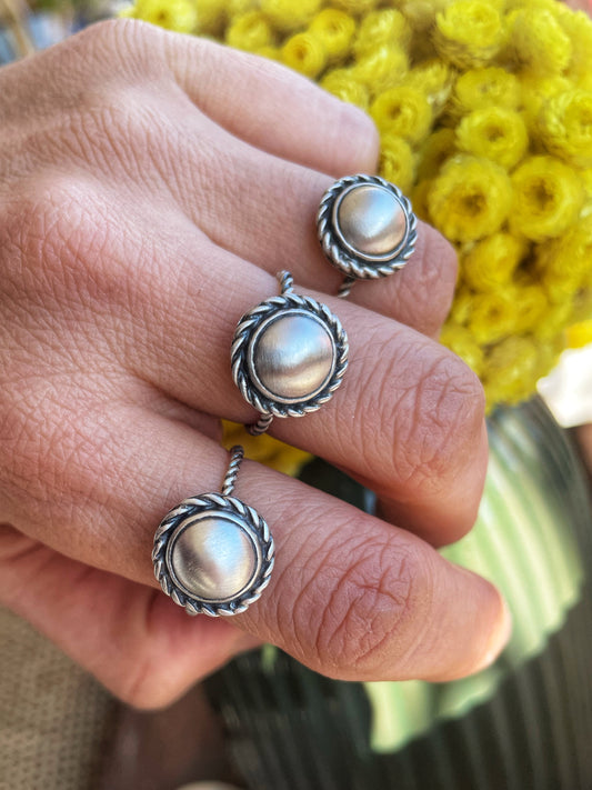 Dome twist silver ring