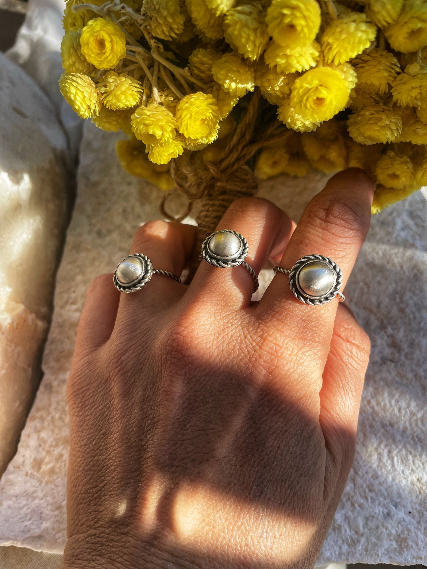 Dome twist silver ring