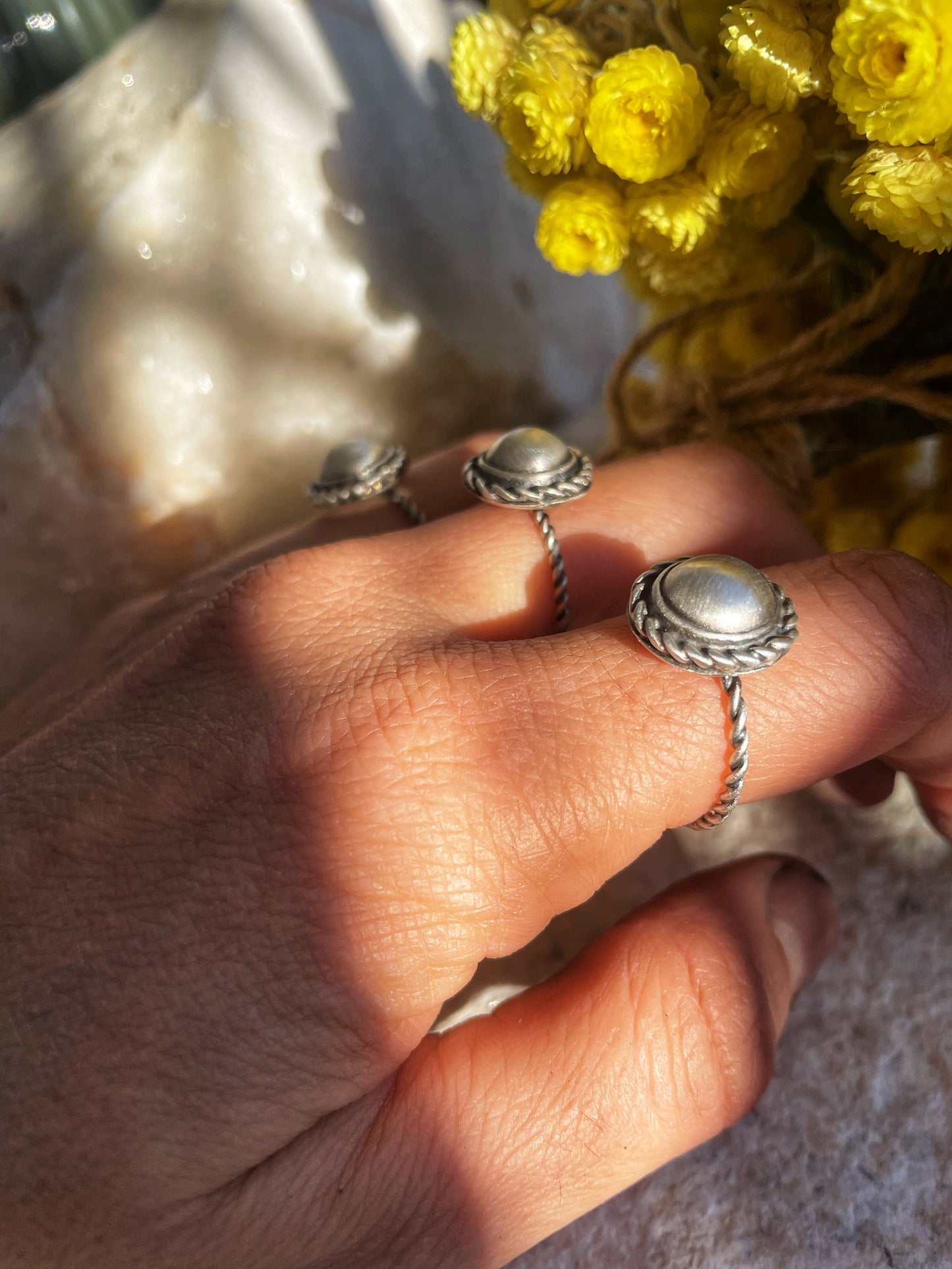 Dome twist silver ring