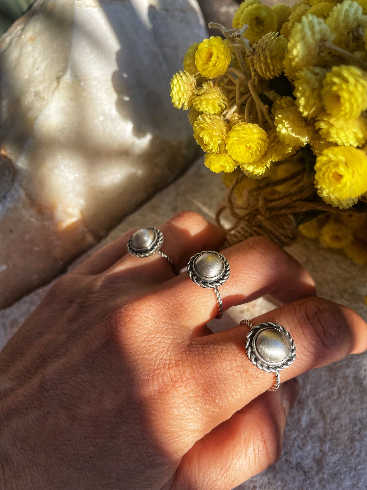 Dome twist silver ring