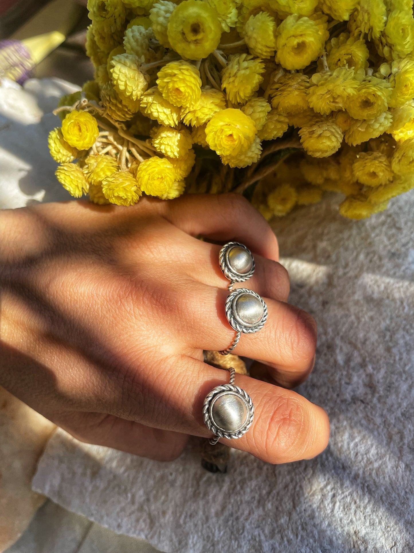 Dome twist silver ring