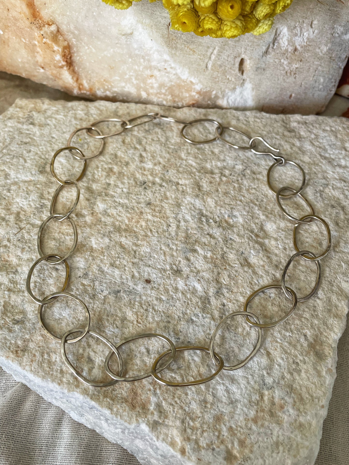 Raw forged silver chain