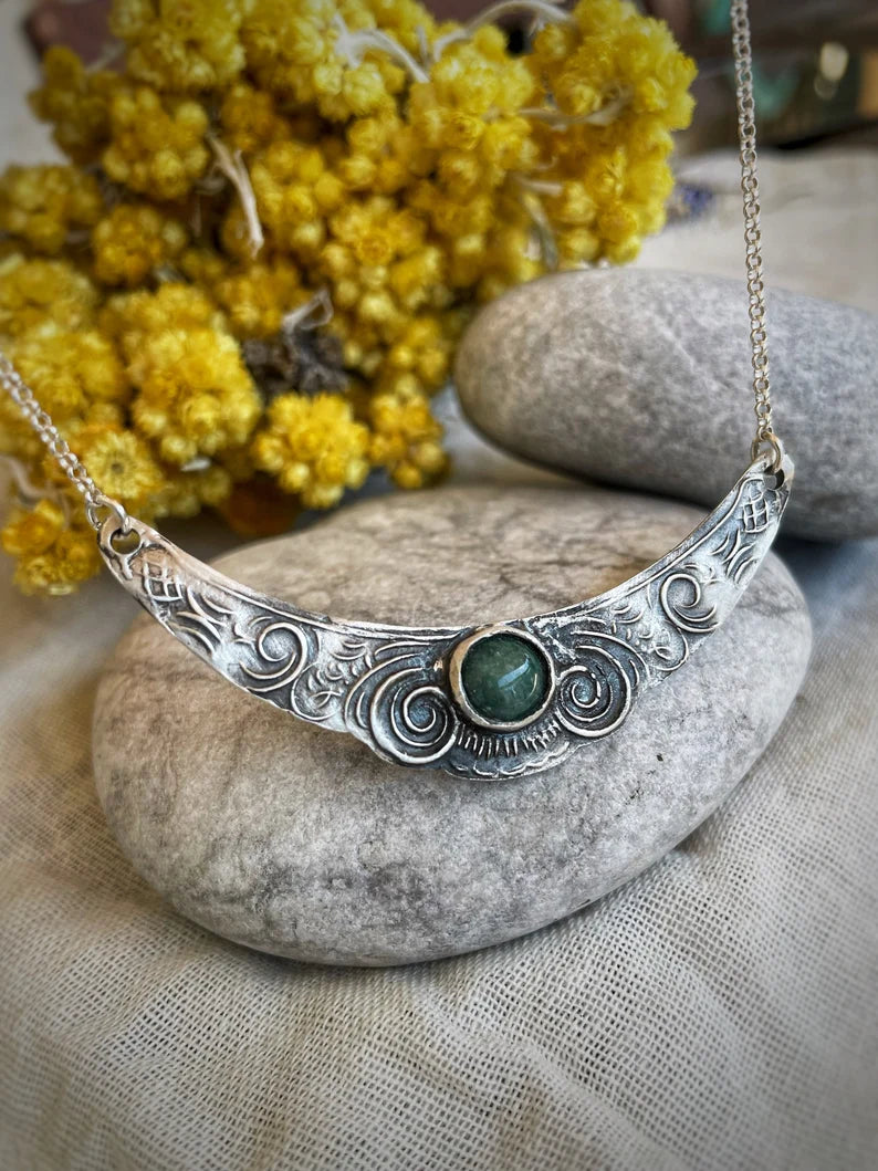 Vintage stone silver necklace