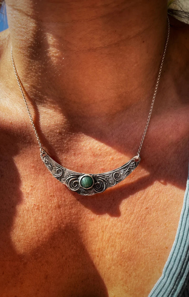 Vintage stone silver necklace