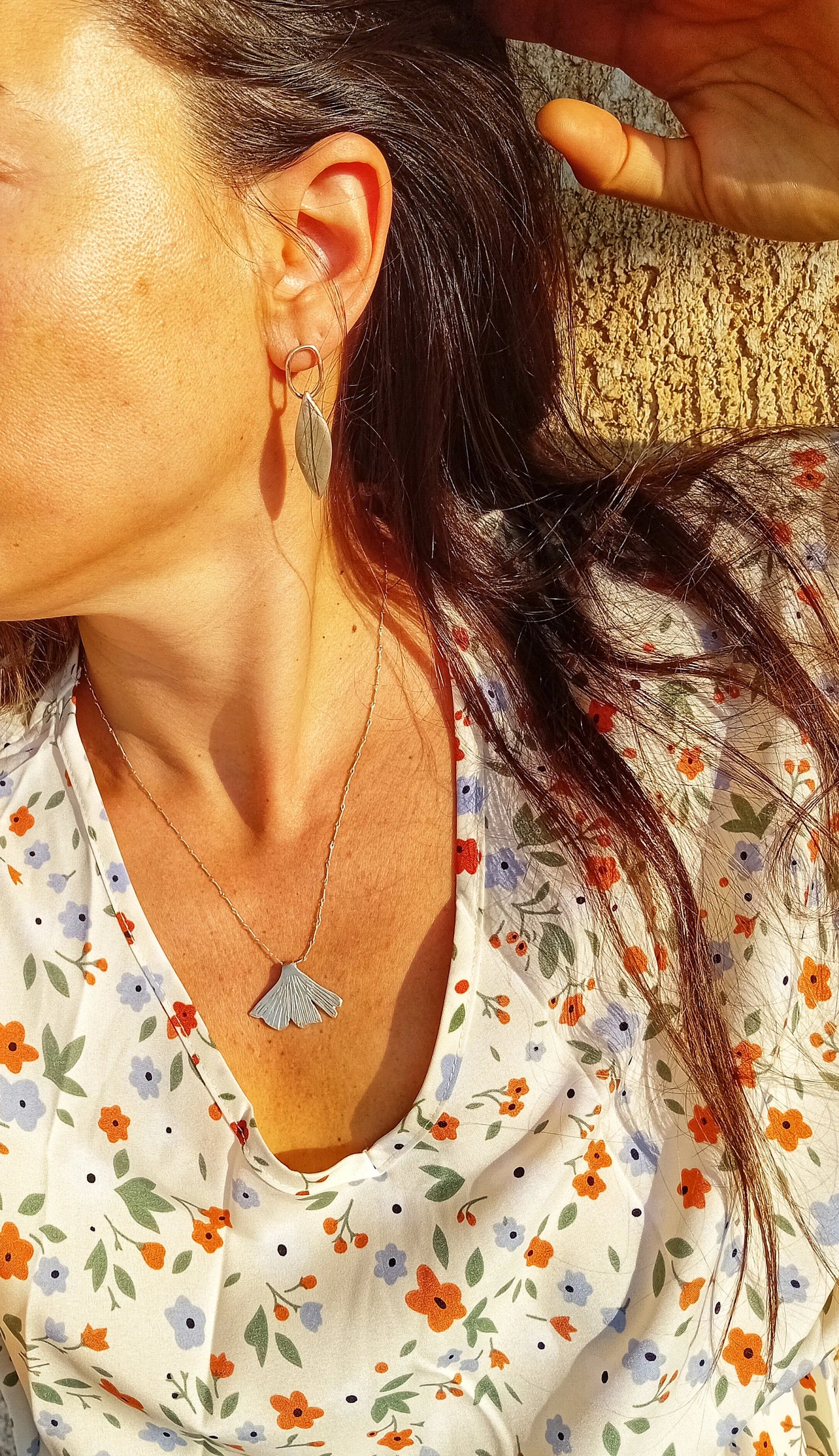 Gingko Biloba silver pendant